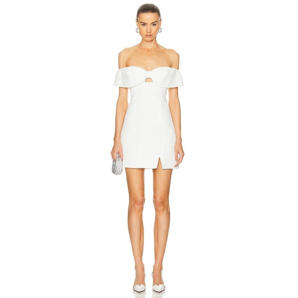 self-portrait Crepe Bow Mini Dress in White 2 New Womens Strapless Bridal